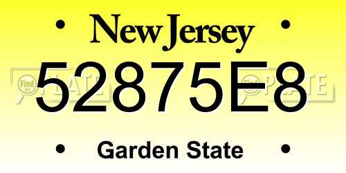 52875E8 New Jersey License Plate