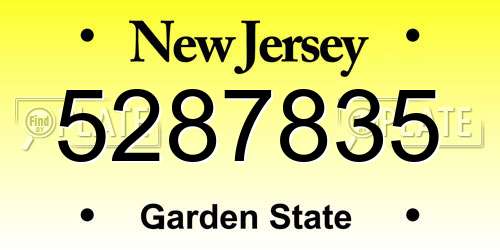 5287835 New Jersey License Plate