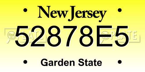 52878E5 New Jersey License Plate