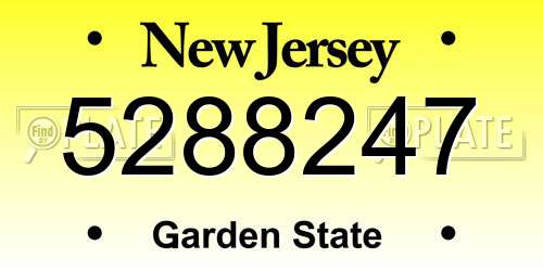 5288247 New Jersey License Plate