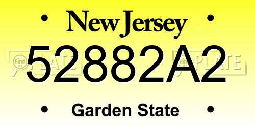 52882A2 New Jersey License Plate