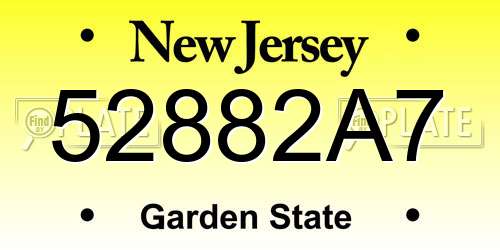 52882A7 New Jersey License Plate