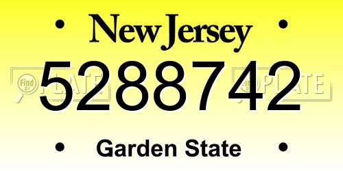 5288742 New Jersey License Plate