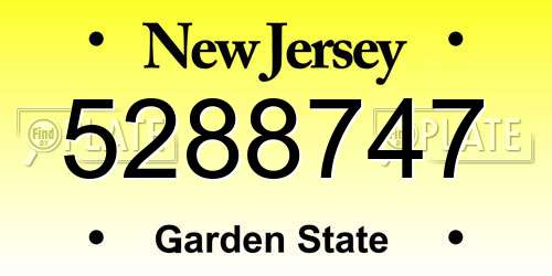 5288747 New Jersey License Plate