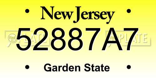 52887A7 New Jersey License Plate