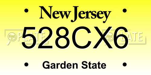 528CX6 New Jersey License Plate