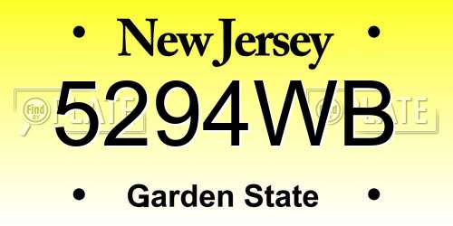 5294WB New Jersey License Plate