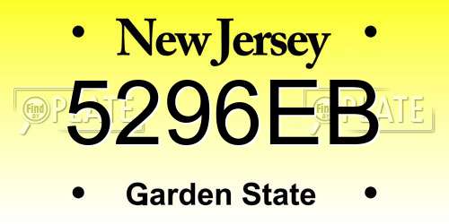 5296EB New Jersey License Plate