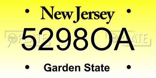 5298OA New Jersey License Plate