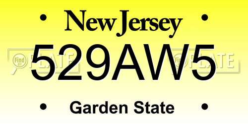 529AW5 New Jersey License Plate