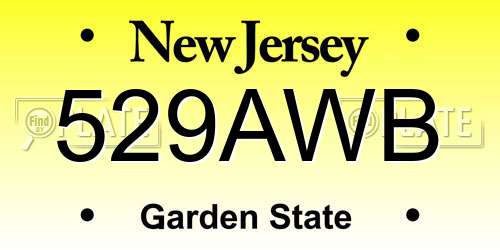 529AWB New Jersey License Plate