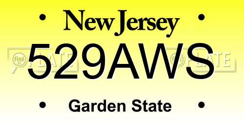 529AWS New Jersey License Plate