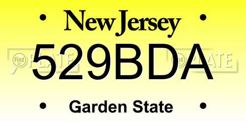 529BDA New Jersey License Plate