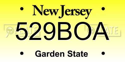 529BOA New Jersey License Plate