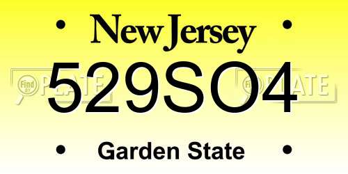 529SO4 New Jersey License Plate