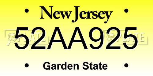 52AA925 New Jersey License Plate