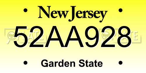 52AA928 New Jersey License Plate