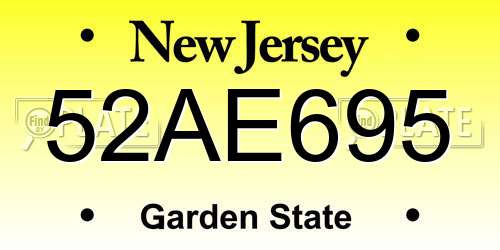 52AE695 New Jersey License Plate