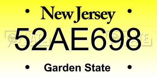 52AE698 New Jersey License Plate