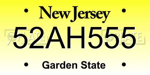 52AH555 New Jersey License Plate