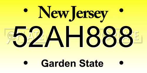 52AH888 New Jersey License Plate
