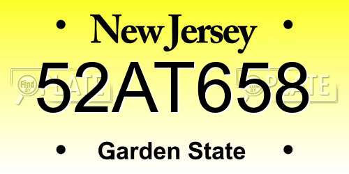 52AT658 New Jersey License Plate