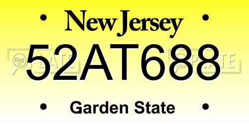 52AT688 New Jersey License Plate