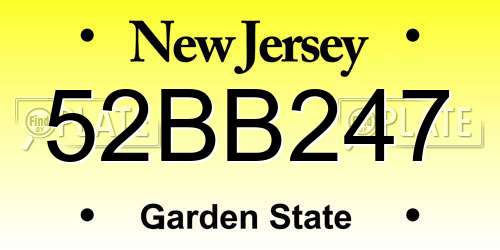 52BB247 New Jersey License Plate