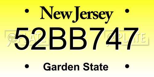 52BB747 New Jersey License Plate