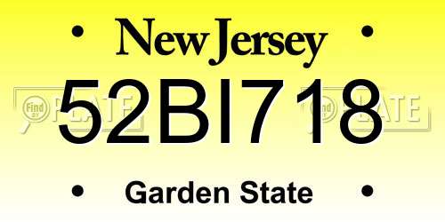 52BI718 New Jersey License Plate
