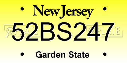52BS247 New Jersey License Plate