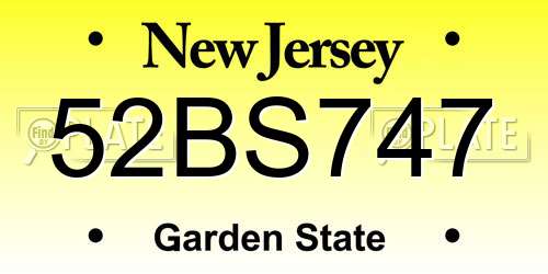 52BS747 New Jersey License Plate