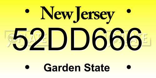 52DD666 New Jersey License Plate