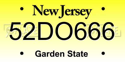 52DO666 New Jersey License Plate
