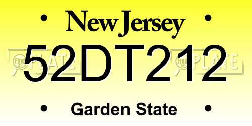 52DT212 New Jersey License Plate