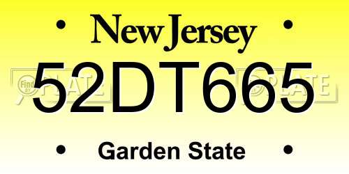 52DT665 New Jersey License Plate