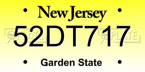 52DT717 New Jersey License Plate
