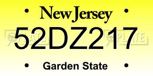 52DZ217 New Jersey License Plate