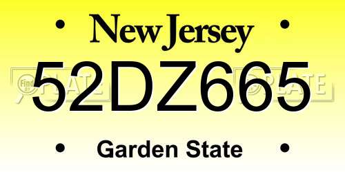 52DZ665 New Jersey License Plate
