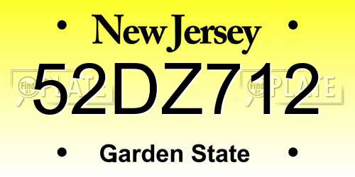52DZ712 New Jersey License Plate
