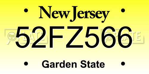 52FZ566 New Jersey License Plate