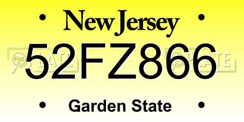 52FZ866 New Jersey License Plate