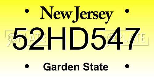52HD547 New Jersey License Plate