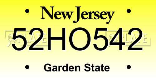 52HO542 New Jersey License Plate