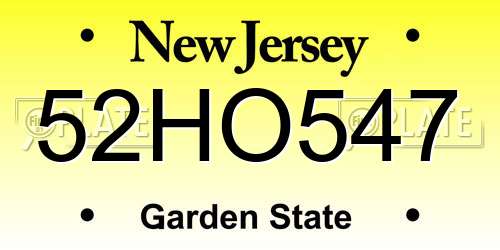 52HO547 New Jersey License Plate