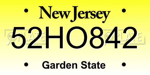 52HO842 New Jersey License Plate