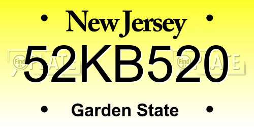 52KB520 New Jersey License Plate
