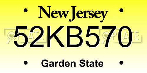 52KB570 New Jersey License Plate