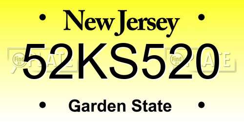 52KS520 New Jersey License Plate