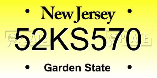 52KS570 New Jersey License Plate